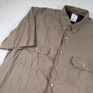 Dickies Button Up Work Shirt Mens XL Short Sleeve Brown Mesh Lined Vented